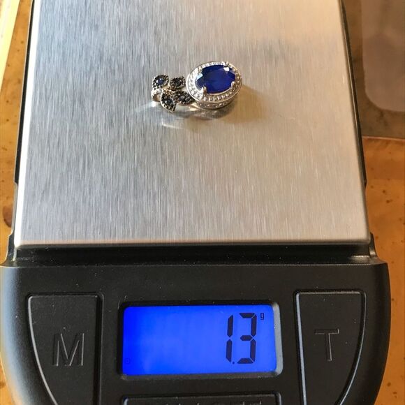 Genuine Blue Spinel Blue Sapphire Sterling Silver Pendant - Picture 6 of 7